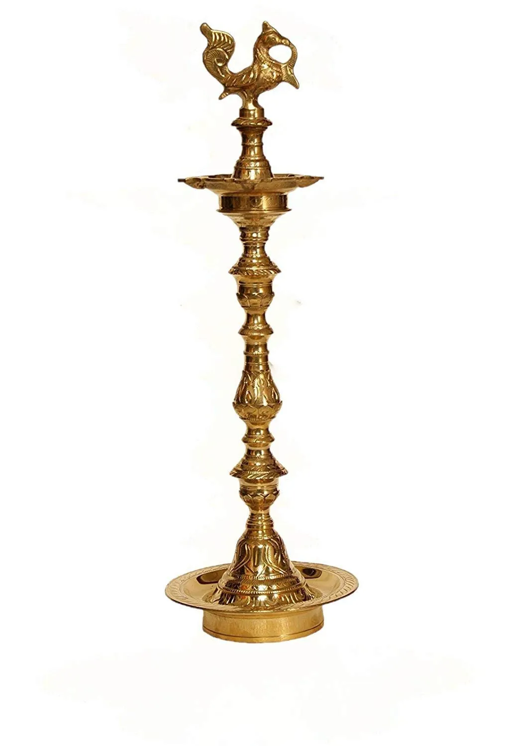 Pure Brass Brass Inauguration Oil Lamp/Diya. Mahabharat Peacock Diya for Pooja Room